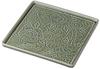 Oribe Square Plate with Carved Flower Design X X Appetizer Plate by Setomonohonpo [17.7 17.7 1.2cm]