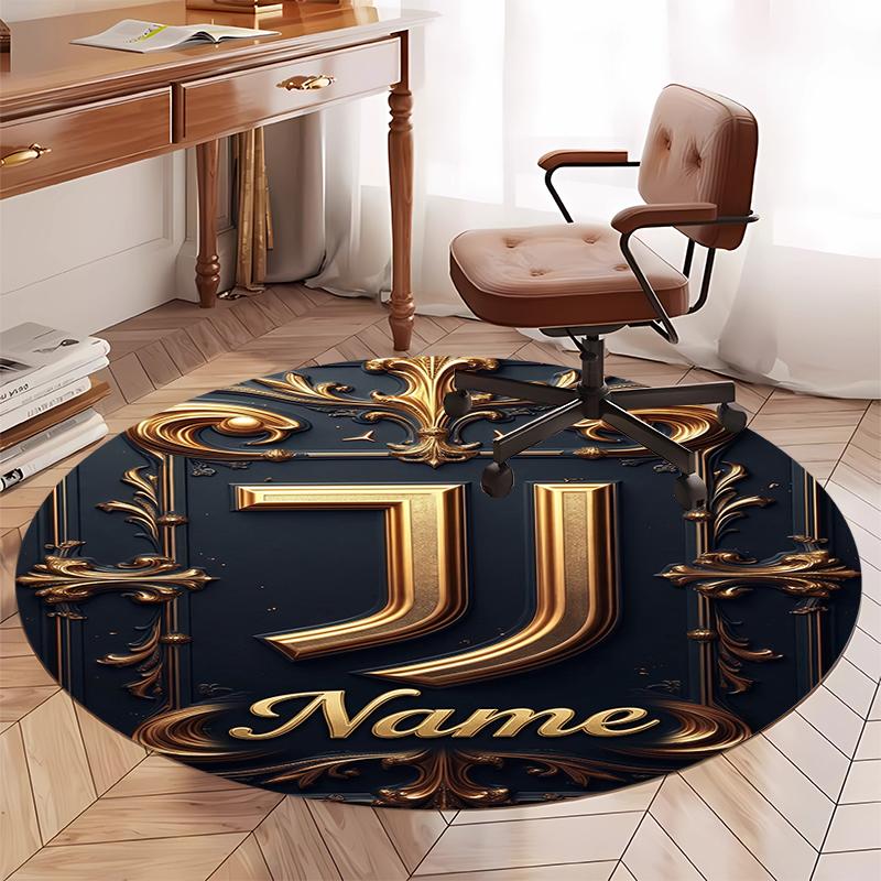 Custom Name Juventus Football Club Printed Round Rug Carpet Chair Rug Area Rug Entryway Doormats,for Office Chair Living Room Bedroom Kitchen Room.
