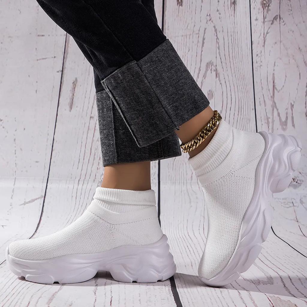 Sneakers Fitness Sports Casual Shoes Running Shoes High-top Slip-on Casual Women's Shoes Are Fashionable and Lightweight Height-increasing Shoes