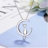 925 Sterling Silver Simple Cute Pet Cat Moon Jewelry Set Animal Necklace And Earring Party Jewelry Set For Women Gift