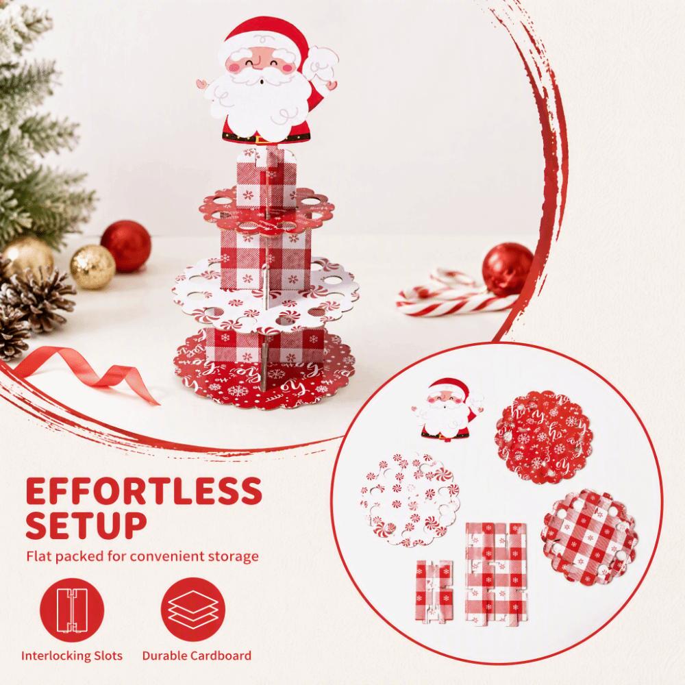 Santa Claus Christmas Cupcake Stand Xmas Party Table Decor Cupcake Holder Xmas Holiday Party