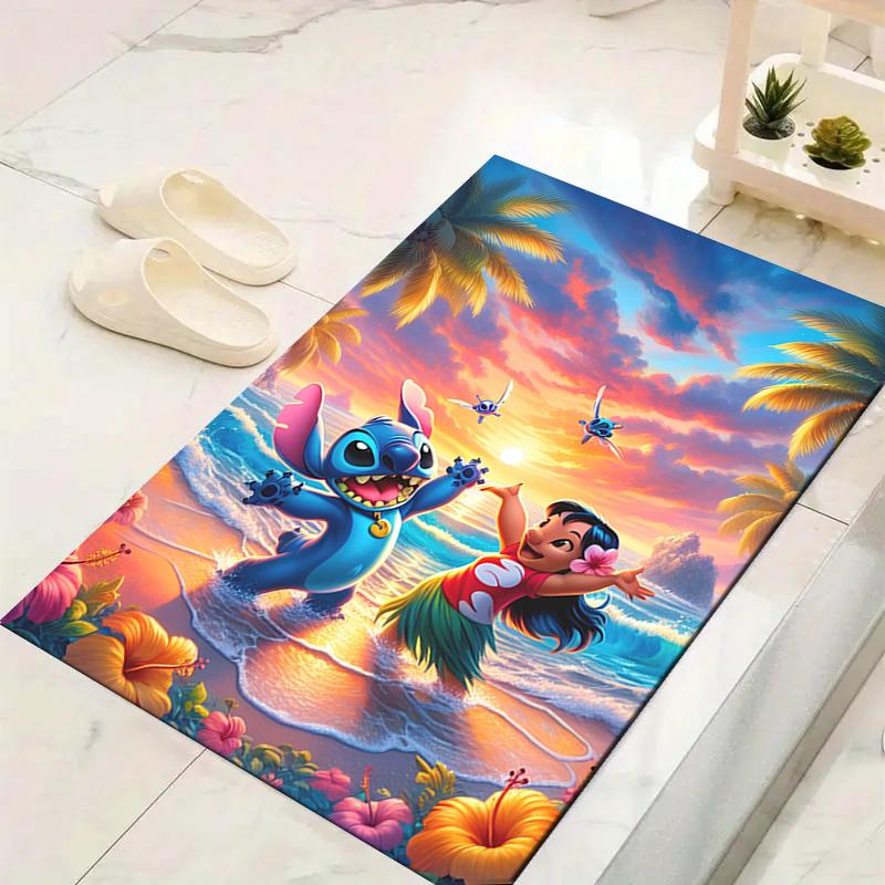 1Pc Lilo Stitch Dance Party Rug Office Carpet Indoor Outdoor Doormat Nonslip Soft Comfortable Living Christmas Halloween Xmas Gift D924265
