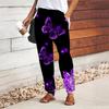 Женские брюки с принтом бабочек, на шнуровке, с эластичной талией, свободные, повседневные длинные брюки, брюки с карманами