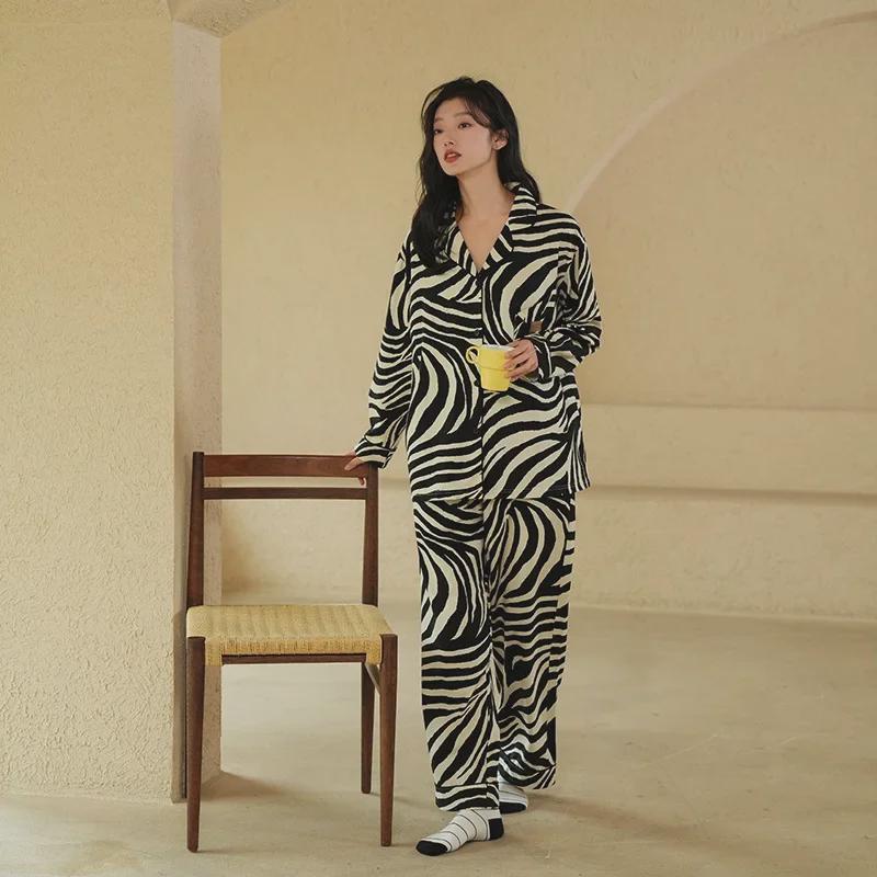 Пижама женская из чистого хлопка: Кардиган с длинными рукавами и кружевом, весна/осень, большие размеры, стиль 2025 года, подходит для ношения в помещении и на улице