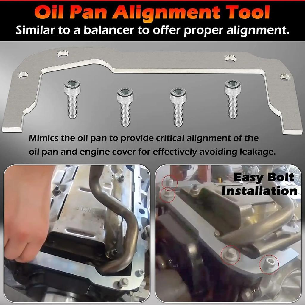 LS Rear Main Seal & Oil Pan Alignment Tool Kit Sliver For GM LS Engine LS4 LS9 LSA LQ4 4.8L 5.3L 5.7L 6.0L