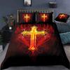 Jesus Cross Duvet Cover Set King Queen Size Christian Retro Design Polyester Quilt Cover for Teens Adult Jesus Christ Believer