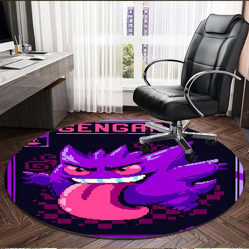 Gengar Print Round Rug, Washable Floor Carpet, For Entryway Dorm Laundry Room Office Study, Home Decor Birthday Christmas Gift