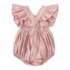 Newborn Baby Girl Romper Infant Baby Girls Ruffle Sleeve Bodysuit Casual Toddler Coming Home- Summer Jumpsuit Clothes  Yellow 66-90