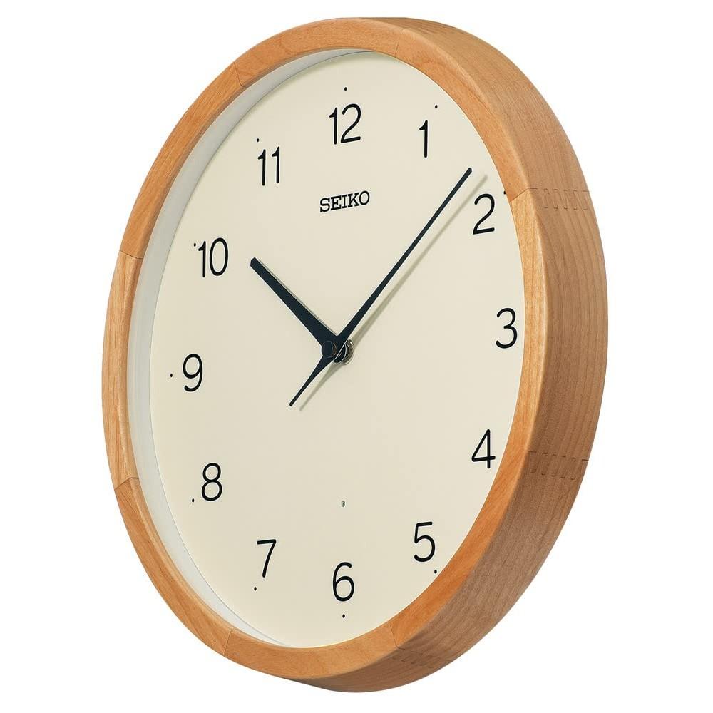 Seiko Clock Wall Clock, Radio Controlled, Analog, Wooden Frame, Light Brown Wood Finish, Diameter 300 x 48mm, KX272B