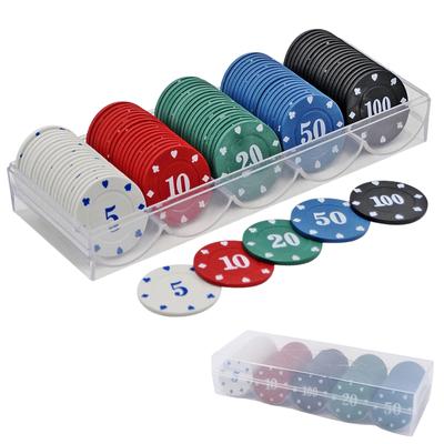 East Leaf Poker Casino 5 с пластиковыми фишками, Фишки, Типы, Набор из 100 штук, Нумерованные, Кейс,