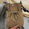 2025 New Japan and South Korea Literary Single Shoulder Messenger Bag Drawstring Small Bag Niche Sense Fashion High Value Mobile Phone Nylon Bag Women