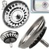 Stainless Steel Kitchen Sink Strainer and Stopper - Polished Finish, Hair Catcher for Bathroom and Floor Drains