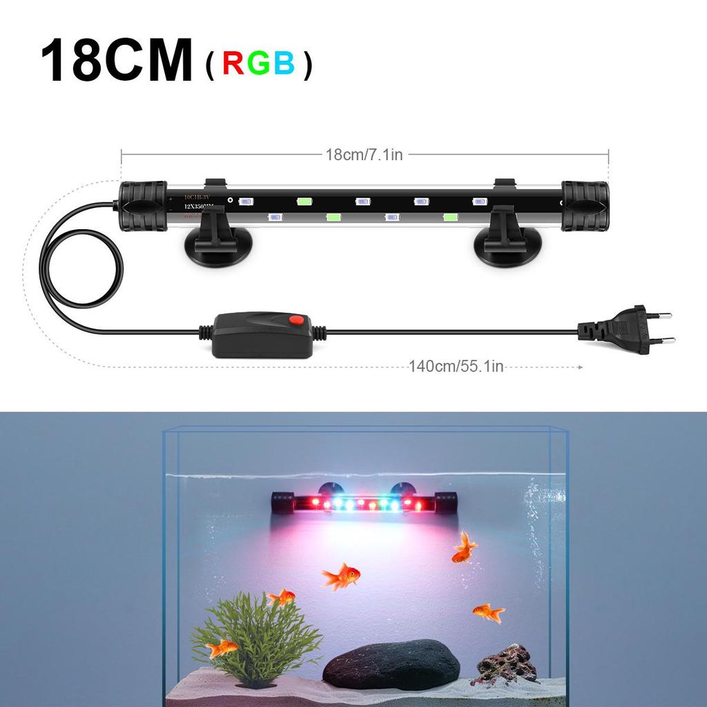 Aquarium LED Bar Light Waterproof Fish Tank Light 18/22/38/48 CM Underwater Aquario Lamp Aquariums Decor Lighting 220V EU Power