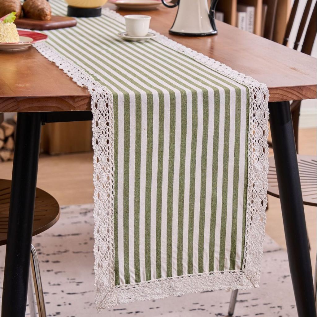 Thickened Cotton Yarn-Dyed Striped Table Flag Non-Ironing Tea Table Entrance Decorative Cloth Meal Flag Strip