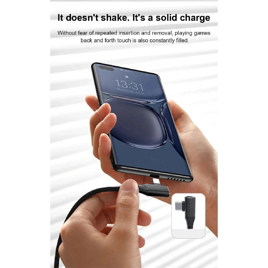 120W 6A USB C to Type C Fast Charging Cable 90 Degree Elbow USB Quick Charge 3.0 Data Line For iPhone 16 Xiaomi Oneplus Huawei