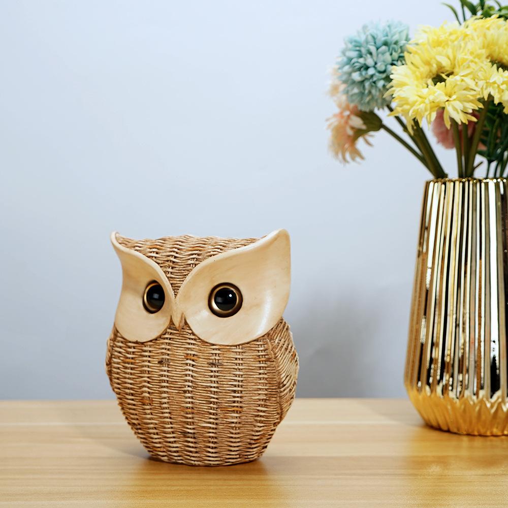 Retro Owl Crafts Animal Ornaments Home Living Room Desktop TV Cabinet Resin Crafts Decoration