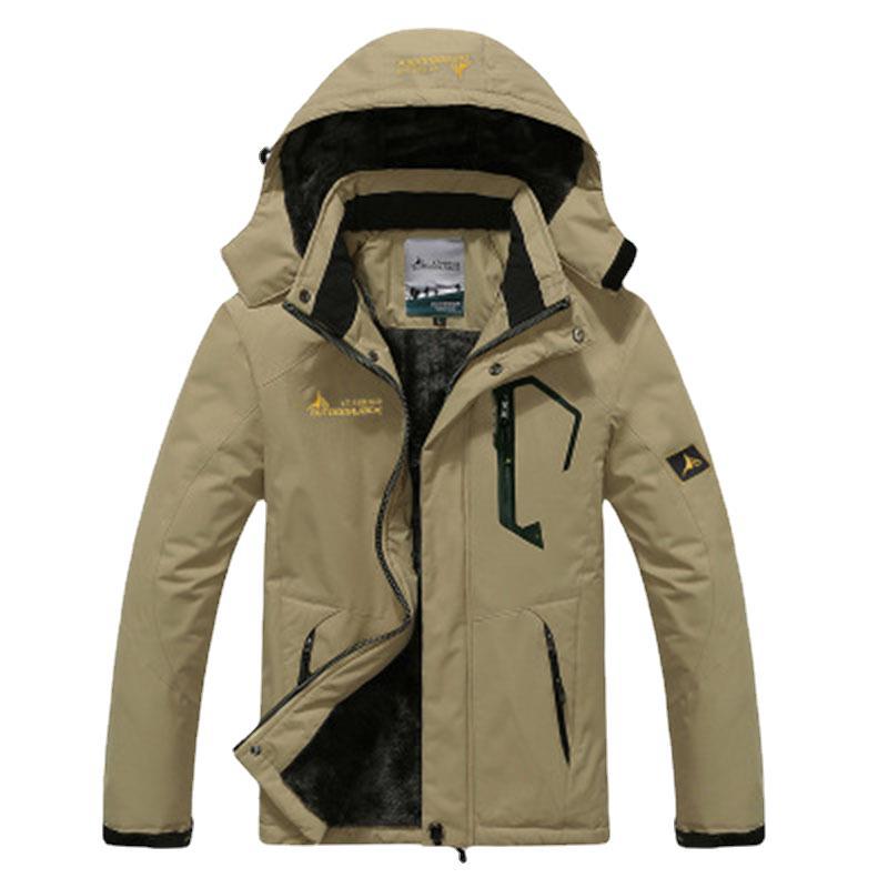 Wish Outdoor Jacket Men's Large Size Plus Velvet Mountaineering Jacket Windproof Jacket warm Thicked Cotton Jacket for Men