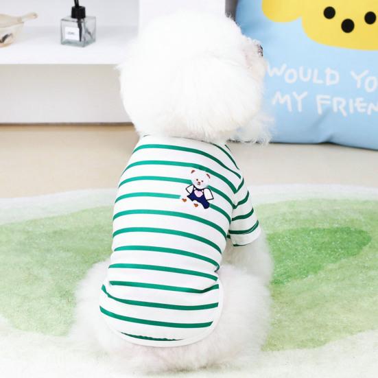 Жилет для собак с круглым вырезом, мягкий, удобный, с рисунком медведя из мультфильма, для домашних животных, кошек и собак, полосатая блузка на каждый день
