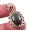 Natural Bloodstone Gemstone 925 Solid Sterling Silver TwoTone Pendant 1.25" H1w21