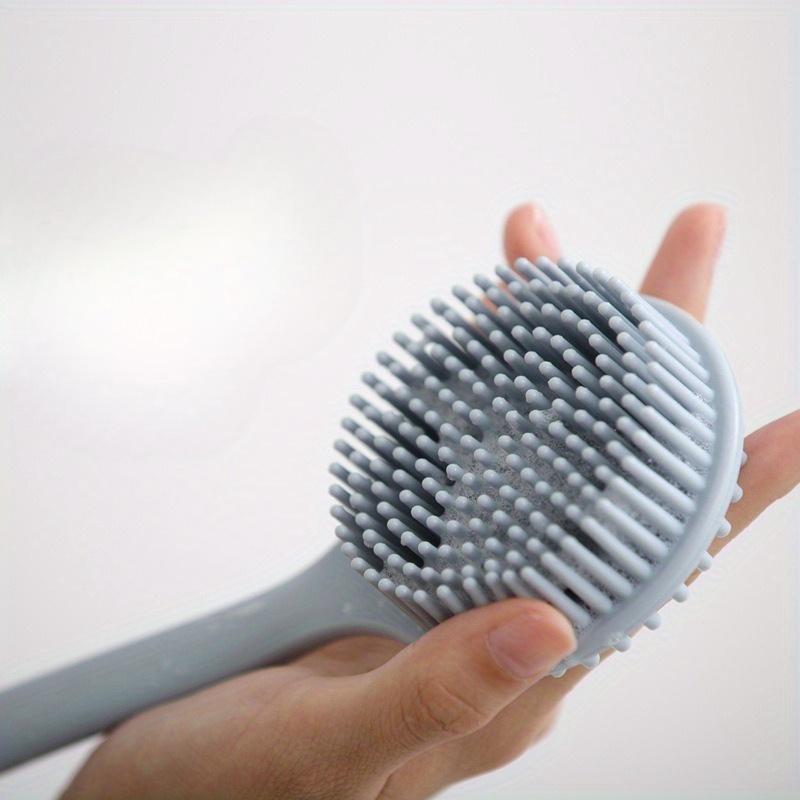 Silicone Bath Brush with Long Handle,Double-sided Usable,Hanging Hole Design for Easy Storage,Bath Brush/massage Granule 2-in-1.
