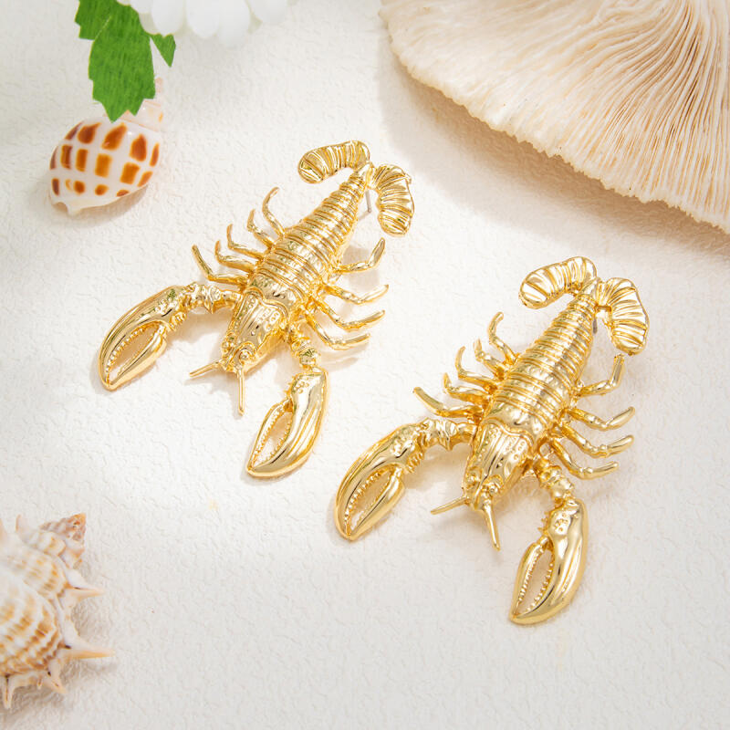 Bohemian Personalized Metal Large Lobster Earrings for Women Ladies Marine Creatures Vacation Travel Earrings Jewelry Wholesale