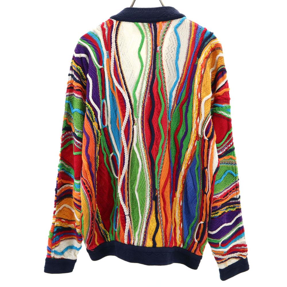 Coogi 90-е годы Сделано в Австралии Старый кардиган 3D вязки с V-образным вырезом Длинный рукав Мужской Б/у