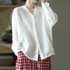 Женские рубашки на пуговицах с капюшоном, однотонные хлопковые блузки с длинным рукавом, топы, весна-осень 2024, свободного размера, повседневная рубашка с карманом