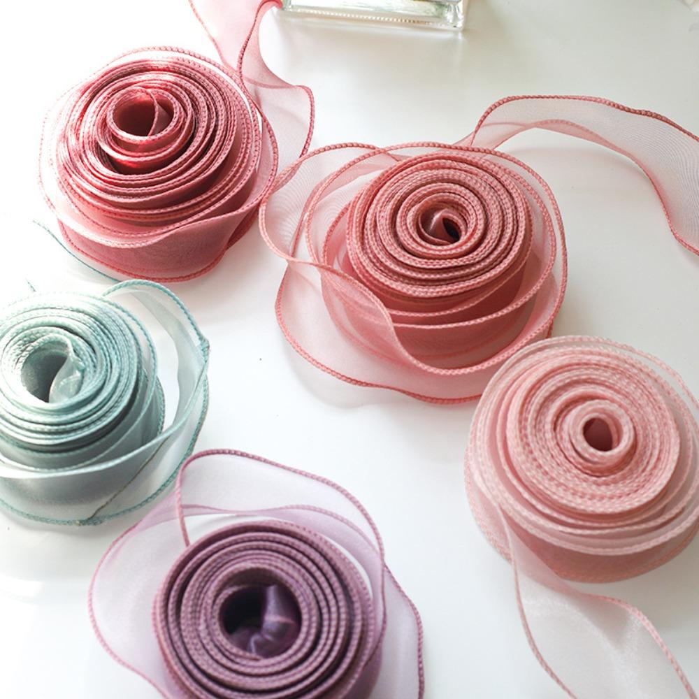 40mm 10 Yards Roll of Satin Ribbon Flower Bouquet Wrapping Organza Ribbon Korean Ribbons