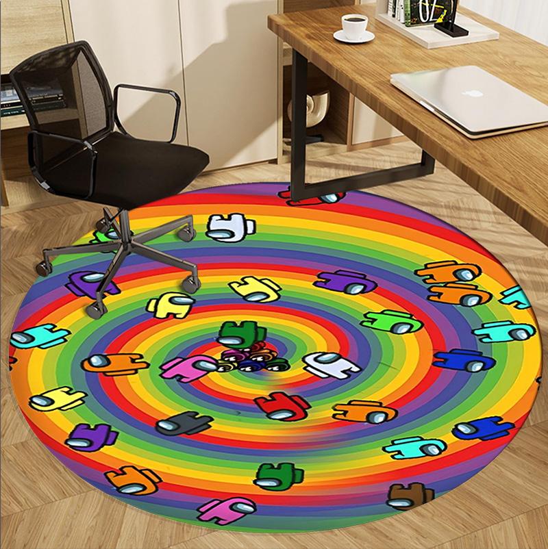 Among Us Pattern Round Rug, Indoor/Outdoor Mat, for Picnic, Gameroom, Bedroom, Office, Living Room, Home Decor Carpet, Birthday Gift
