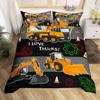 Грузовик Экскаватор Трехкомпонентный Пододеяльник 3D Цифровая Печать Постельное Белье Покрывало
