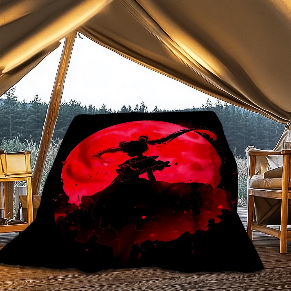 1pc Sailor Moon Outdoor Personalized Flannel Blanket, Soft, Lightweight Personalized Flannel Blanket, Digital Printing,