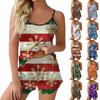 Women's Fashion Christmas Print Set Sleeveless Top Shorts With Pajamas