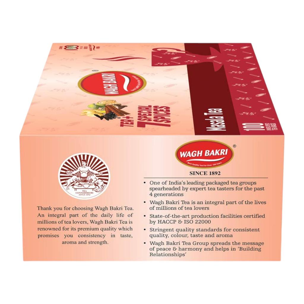 Wagh Bakri Пакетики чая Масала Чай 200 г Упаковка 1 Ароматная смесь специй для насыщенного ароматного горячего напитка Наслаждение