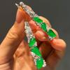 Роскошные новые серьги в китайском стиле из натурального халцедона для женщин, полностью инкрустированные бриллиантами, модные прямоугольные серьги, свадебные