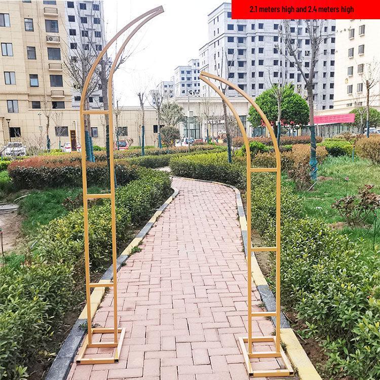 Wrought Iron Arch Flower Stand for Outdoor Weddings and Moon Gate Pathway Markers