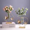 Geometric Golden Glass Vase Golden Hydroponic Vase Office Desktop Flower Arrangement Vase Living Room Desktop Decor Flower Pot