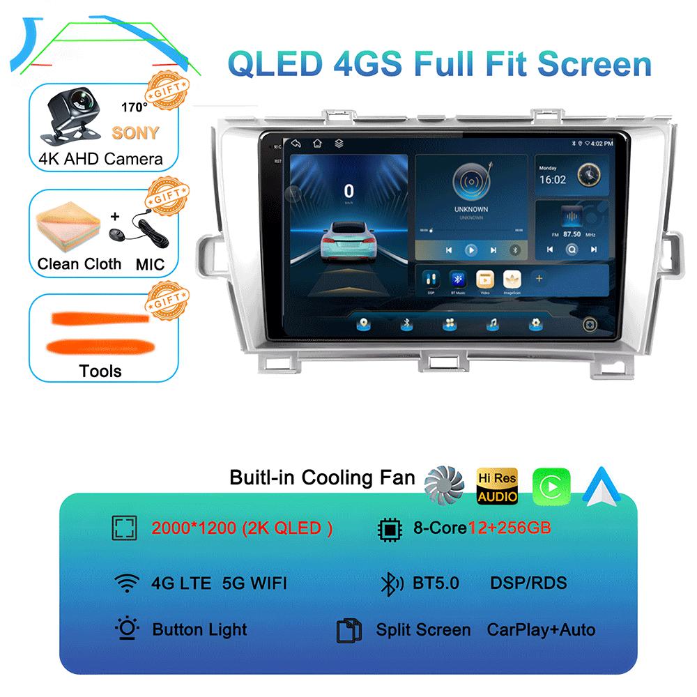 Android 14 для Toyota Prius XW30 30 2009-2015 GPS стерео автомобильное головное устройство QLED навигация без 2DIN автомобильного радио мультимедийный проигрыватель DVD