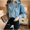 Women's Denim Shirt Loose Double Pocket Long Sleeved Versatile Casual Coat Shirt Women Fashion Jean Jackets Spring Autumn Trend 2025
