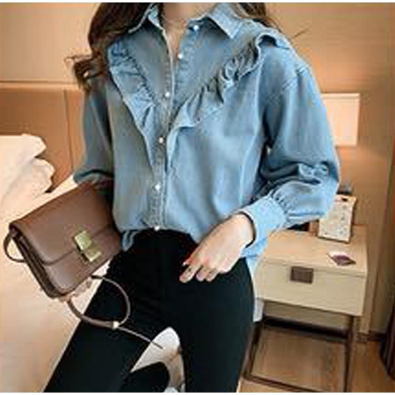 Women's Denim Shirt Loose Double Pocket Long Sleeved Versatile Casual Coat Shirt Women Fashion Jean Jackets Spring Autumn Trend 2025
