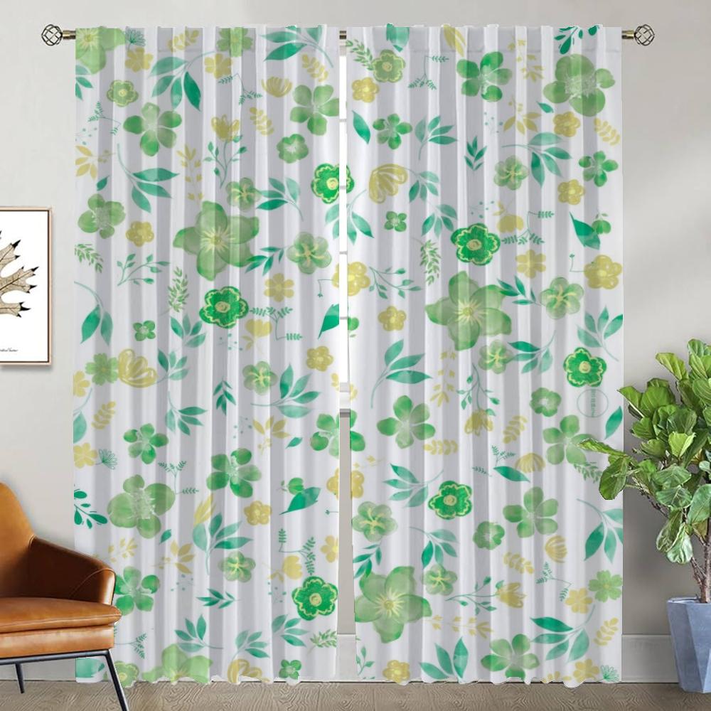 Украшения на Хэллоуин Цветочные кухонные шторы для гостиной Шторы Тюль для спальни Противомоскитные шторы 2 шт. Разделение