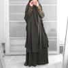 PLUS SIZE Women Muslim Dresses Solid Color Headgear Mosque Bat Sleeve Loose Robes Cardigan Ramadan