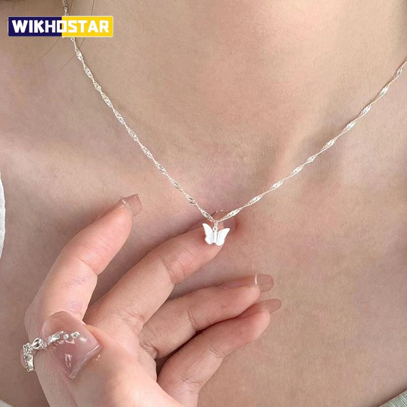 Ожерелье из стерлингового серебра 925 пробы с бабочкой, простое, с подвеской в форме животного, чокер, подарок на день рождения, женские ювелирные украшения
