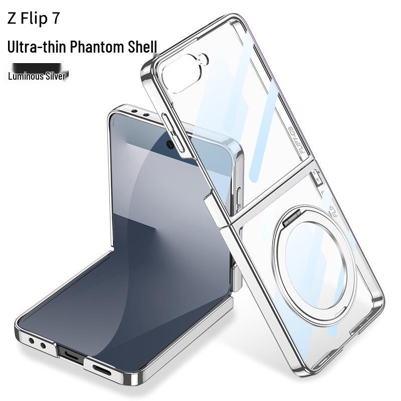 Samsung Z Flip7 Магнитный прозрачный чехол для телефона с подставкой MagSafe