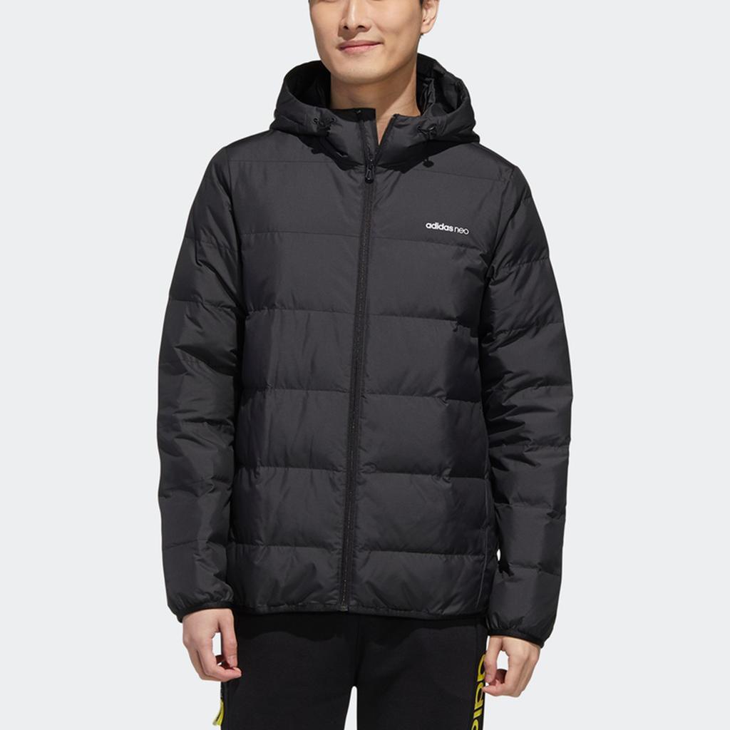 Adidas Neo Trans Down Jacket With Hood, Windproof and Warm, Winter Sports Outerwear Men Outerwear Black GM2325