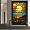 Витражи красочные тропические растения цветы океан восход солнца оконное стекло статические наклейки съемная ПВХ декоративная пленка для домашнего офиса
