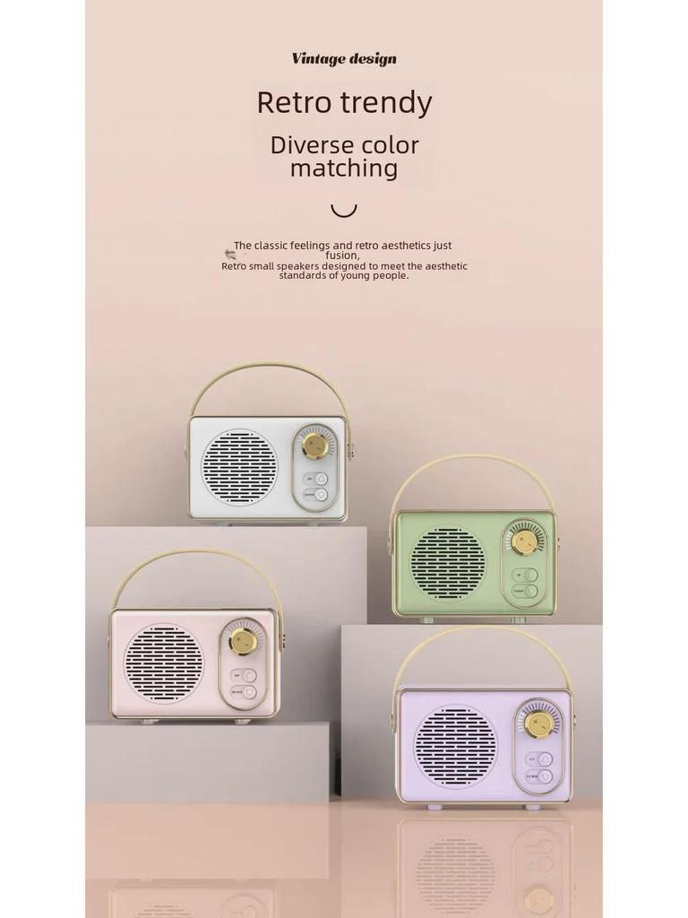 Портативный ретро мини Bluetooth-динамик с USB, TF-картой, FM и высококачественным звуком для использования на открытом воздухе