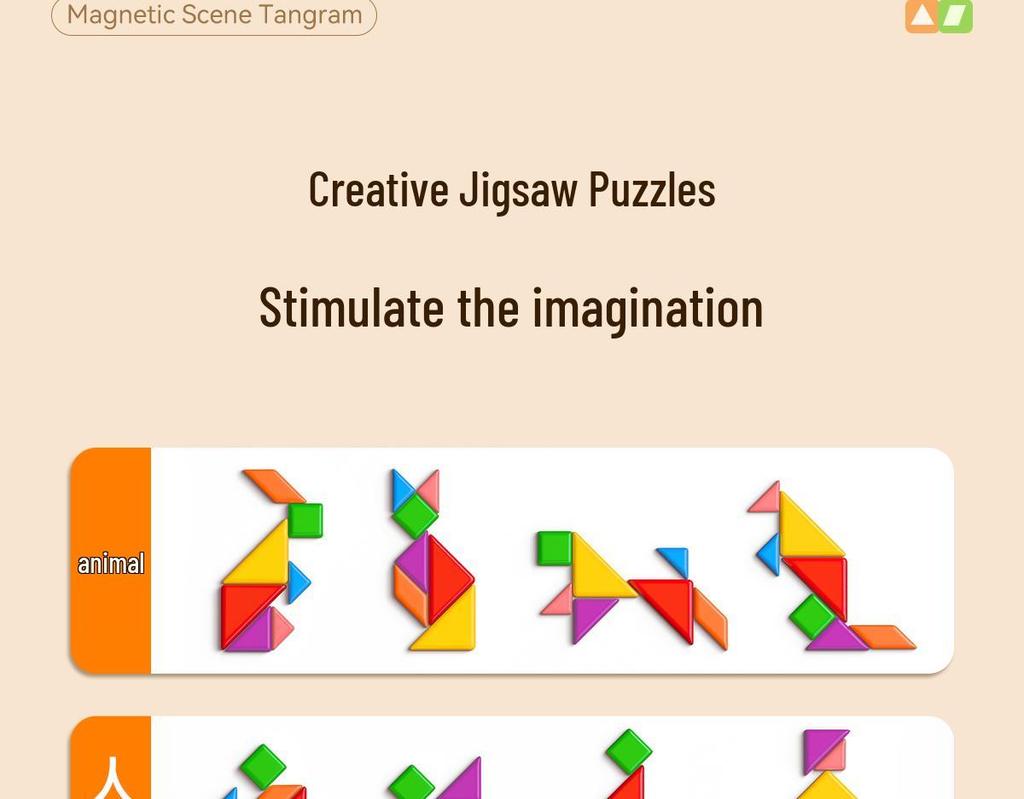 Магнитная головоломка Танграм для детей 3-6 лет - Развивающая игрушка для детей первого класса и детского сада