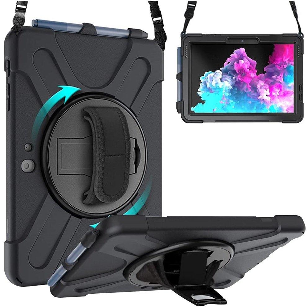 Armored case for Microsoft Surface Go / Go 2 / Go 3 / Go 4, 360 protection with stylus holder, Black