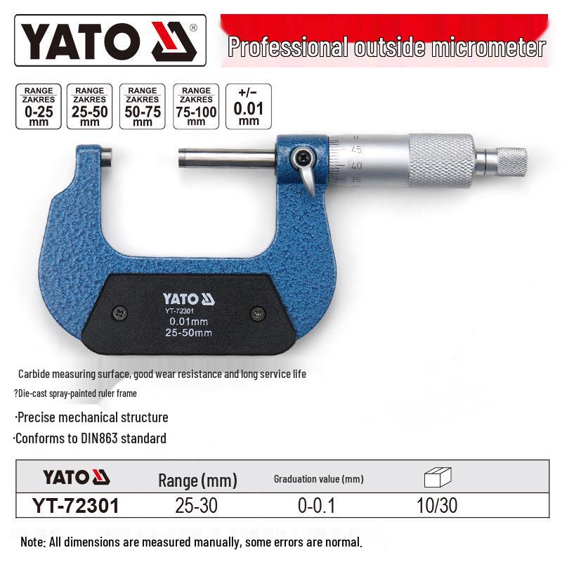 YATO Высокоточный внешний микрометр спиральный глубиномер