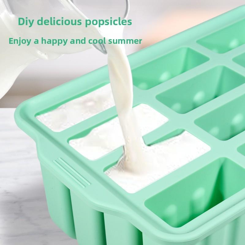 Silicone Ice Pop Molds 12 Cavity With Lid For Homemade Frozen Treats